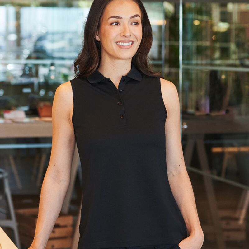 Henbury Ladies Sleeveless Coolplus® Polo Shirt Thumbnail